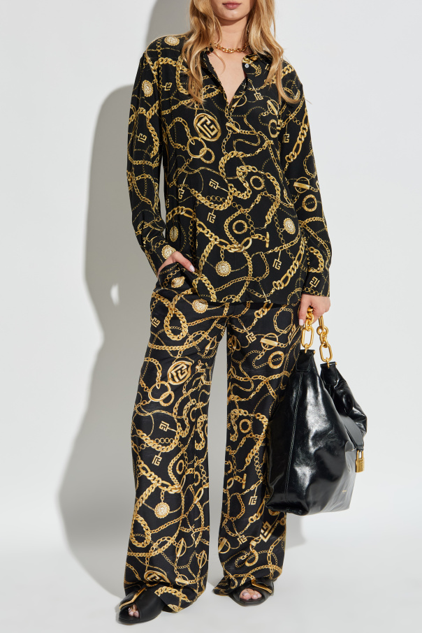 Balmain Silk trousers with print