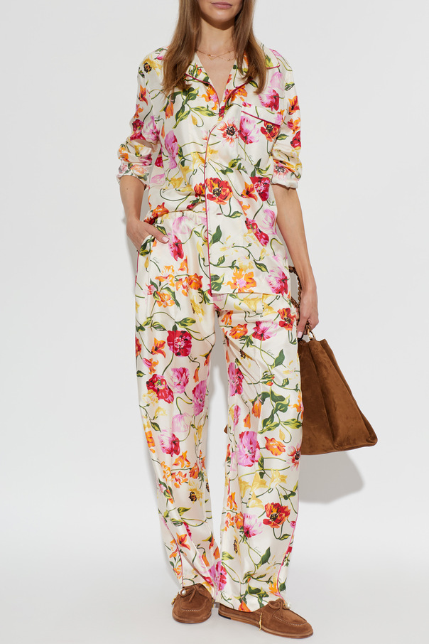 Kenzo Pantalones de seda con lazo