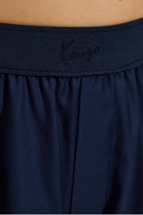 Kenzo Pantalones de lana de pierna ancha