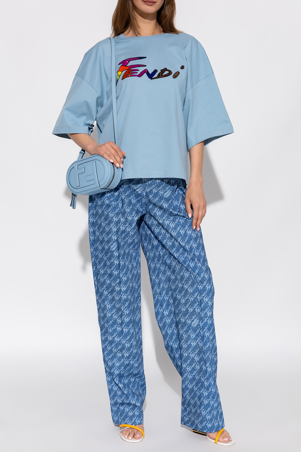 Fendi trousers Midi with Fendi Brush pattern