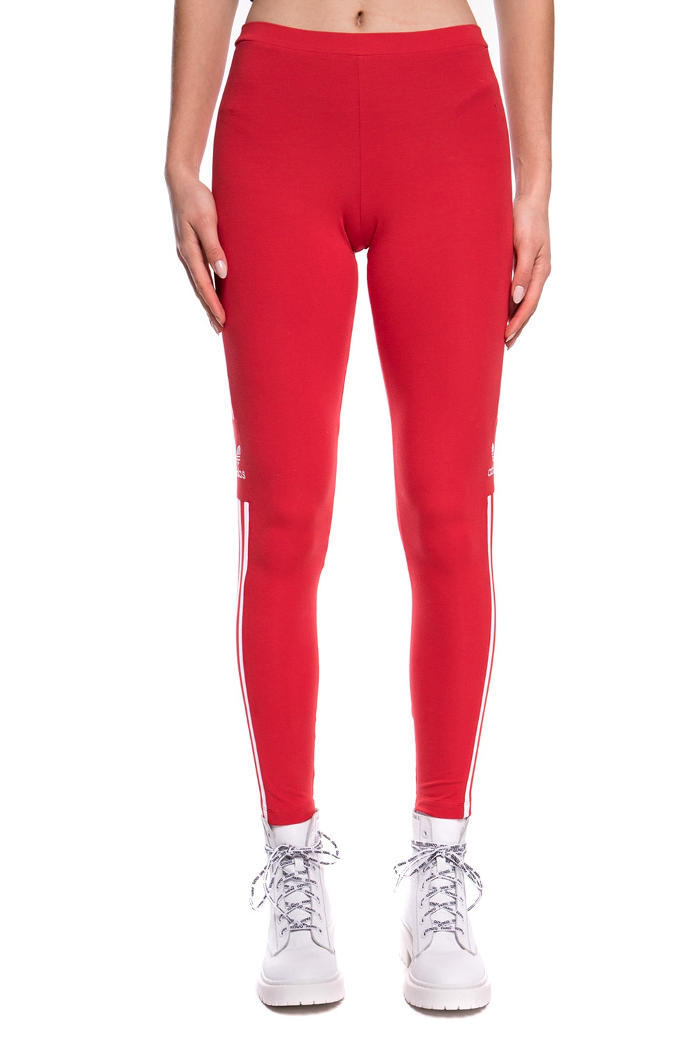 ADIDAS LOGO LEGGINGS red and white