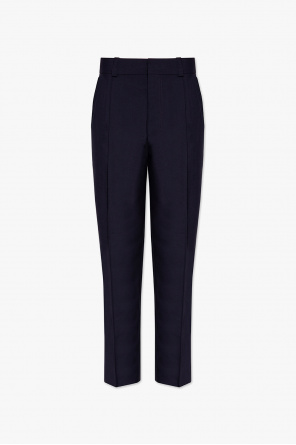 Wool pleat-front trousers