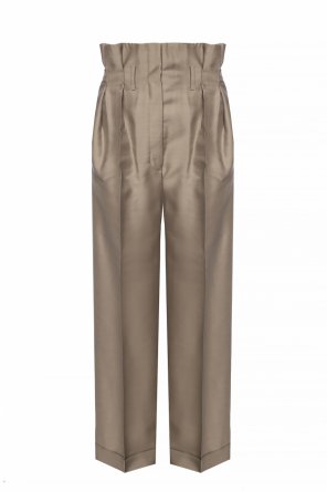 Wool pleat-front trousers