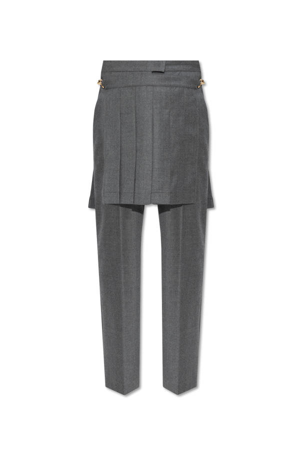 Fendi Wełniane spodnie z plisowanym panelem