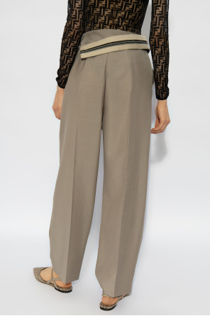 Fendi Wool pleat-front Linen trousers