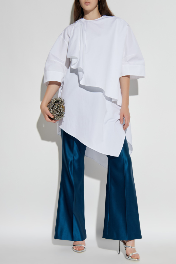 Fendi Pantalones de seda acampanados con raya