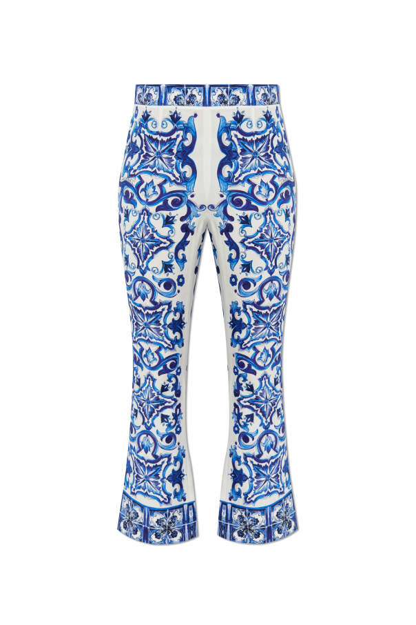 Dolce & Gabbana Silk pants with Majolica pattern