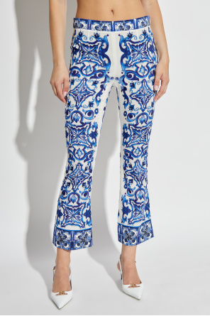 Dolce & Gabbana Silk trousers with Majolica pattern