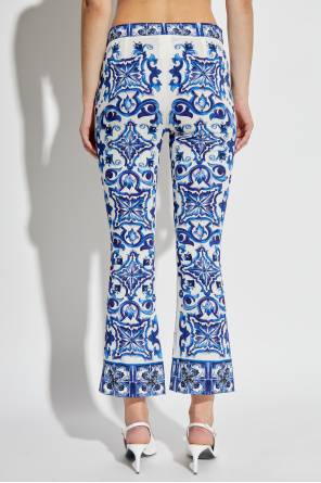 Dolce & Gabbana Silk trousers with Majolica pattern