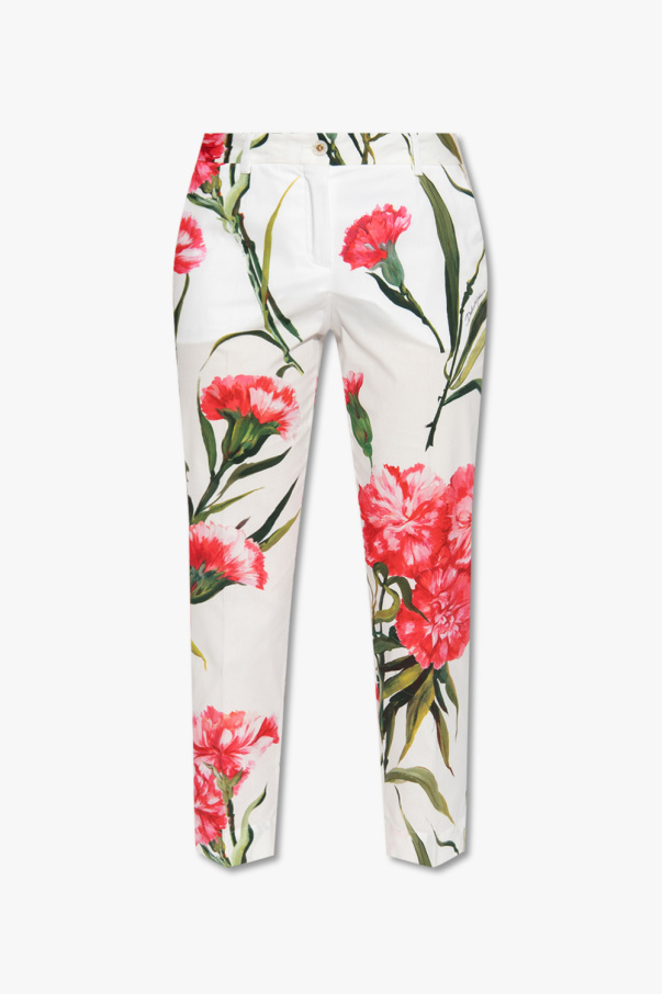 Dolce & Gabbana Pleat-front DRKSHDW trousers with floral motif