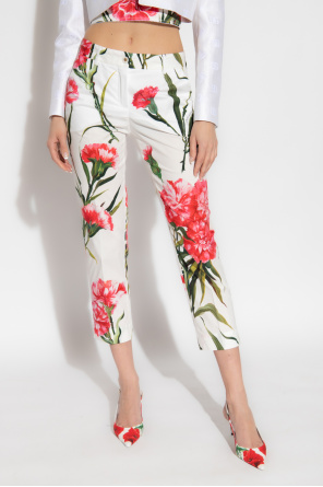 Dolce & Gabbana Pleat-front DRKSHDW trousers with floral motif