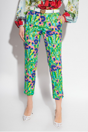 Bao Piping Chain Smoking Pants - Green Island Trousers with floral