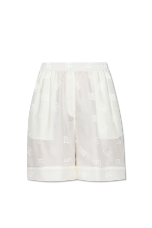 Silk shorts with monogram