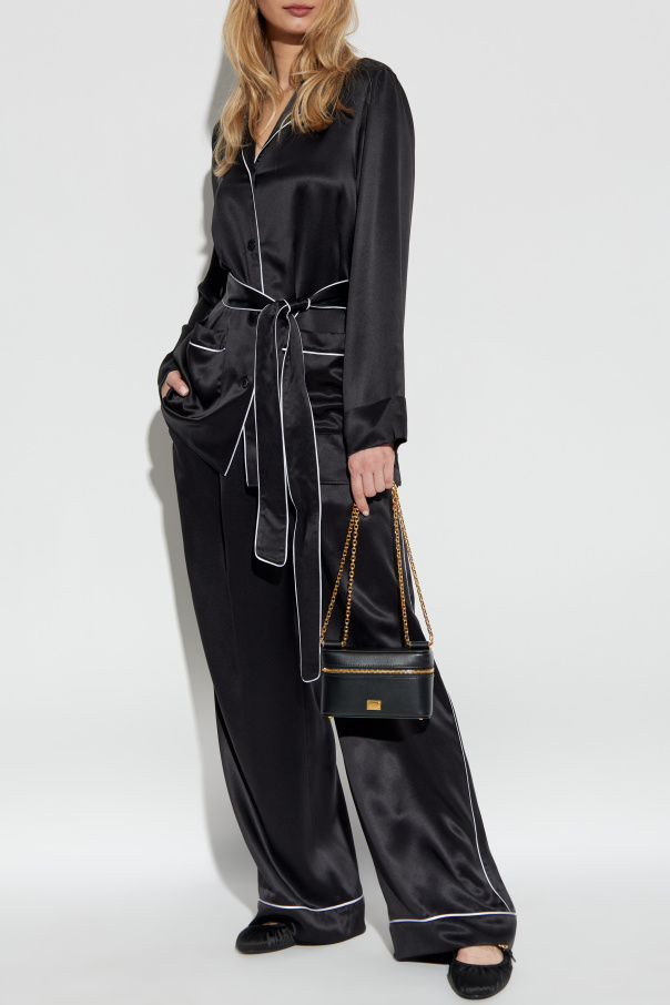 Dolce & Gabbana Pantalones de seda de pierna ancha