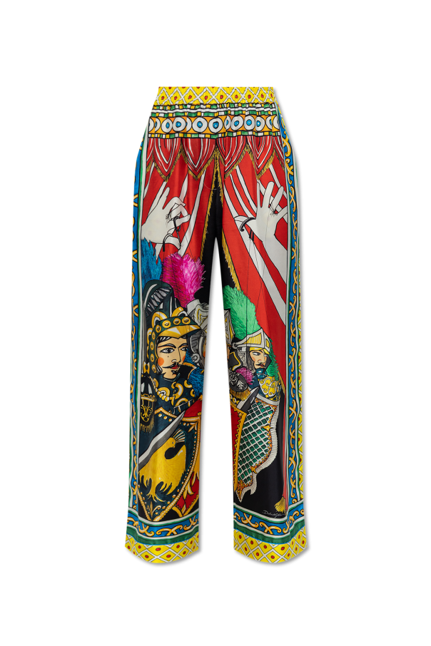 Dolce & Gabbana Silk trousers with Carretto pattern