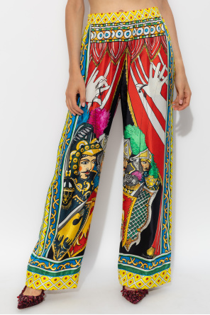 Dolce & Gabbana Silk trousers with Carretto pattern