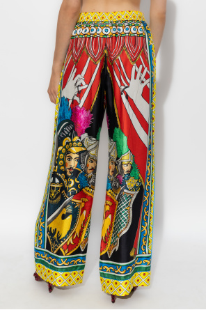 Dolce & Gabbana Silk trousers with Carretto pattern