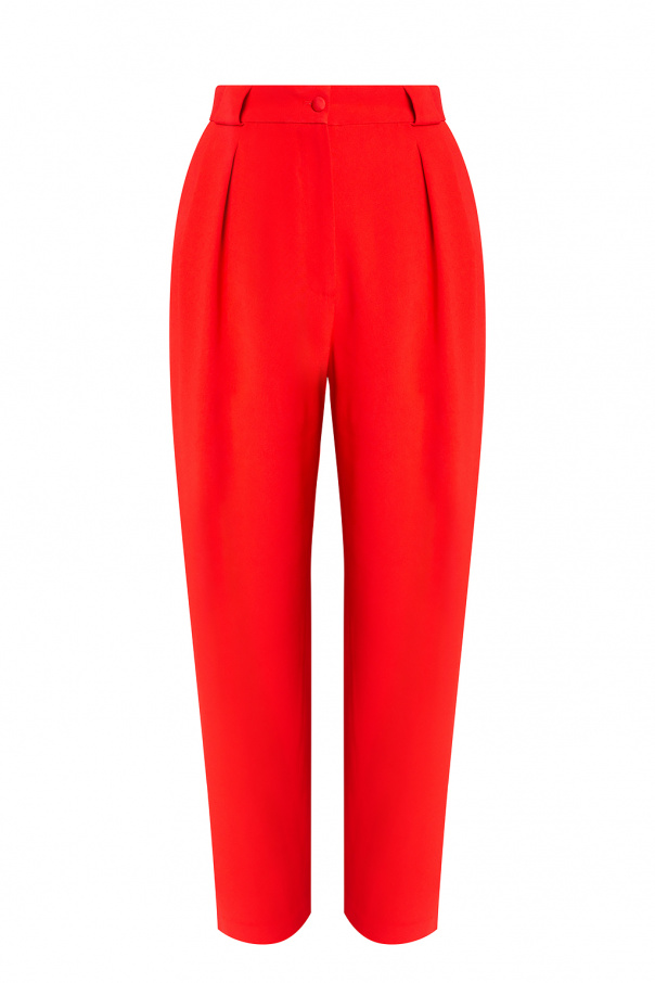 Dolce & Gabbana Red Floral Leggings Stretch Waist Women's Pants