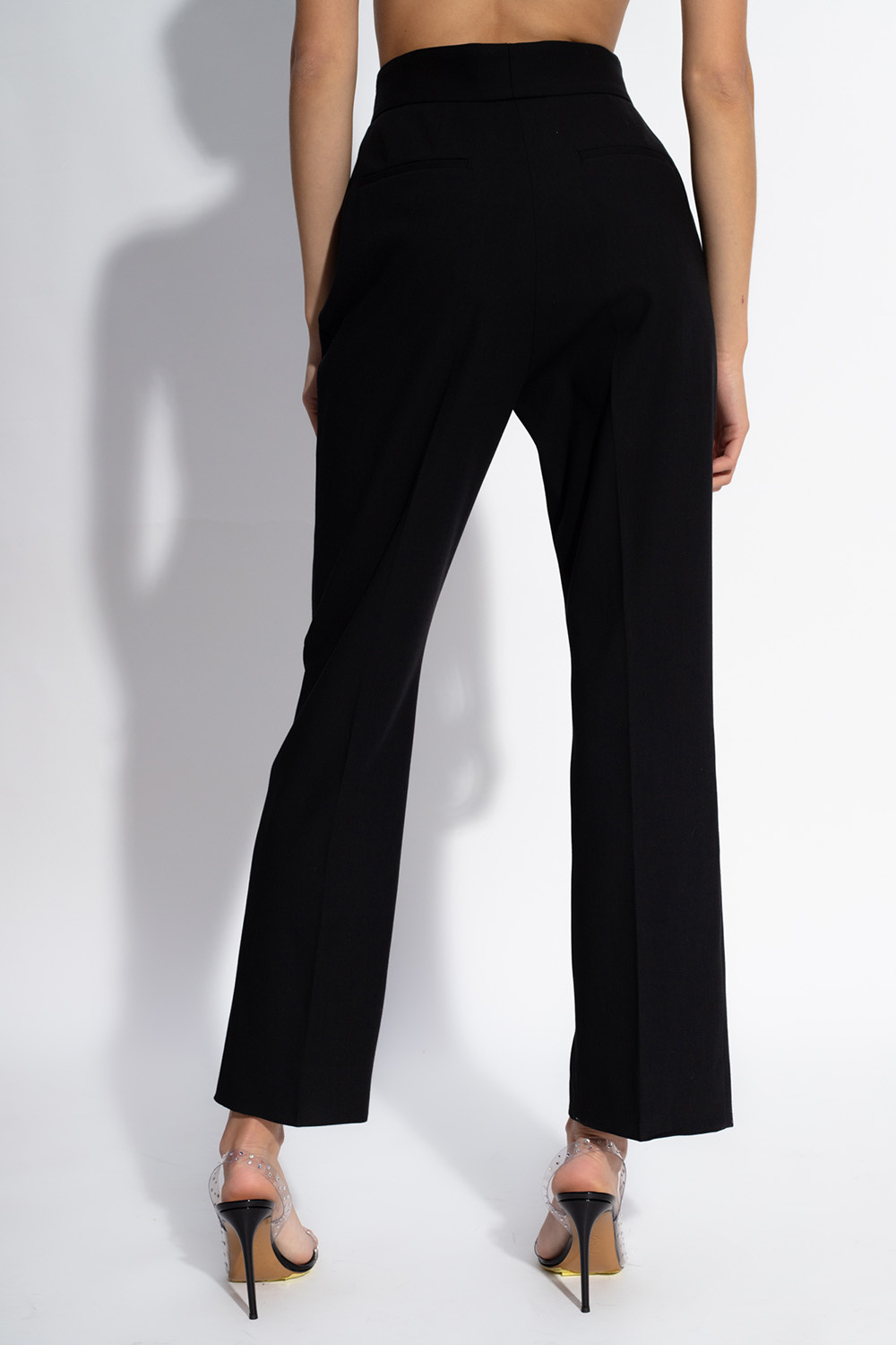 cropped faux-leather leggings Pleat-front trousers