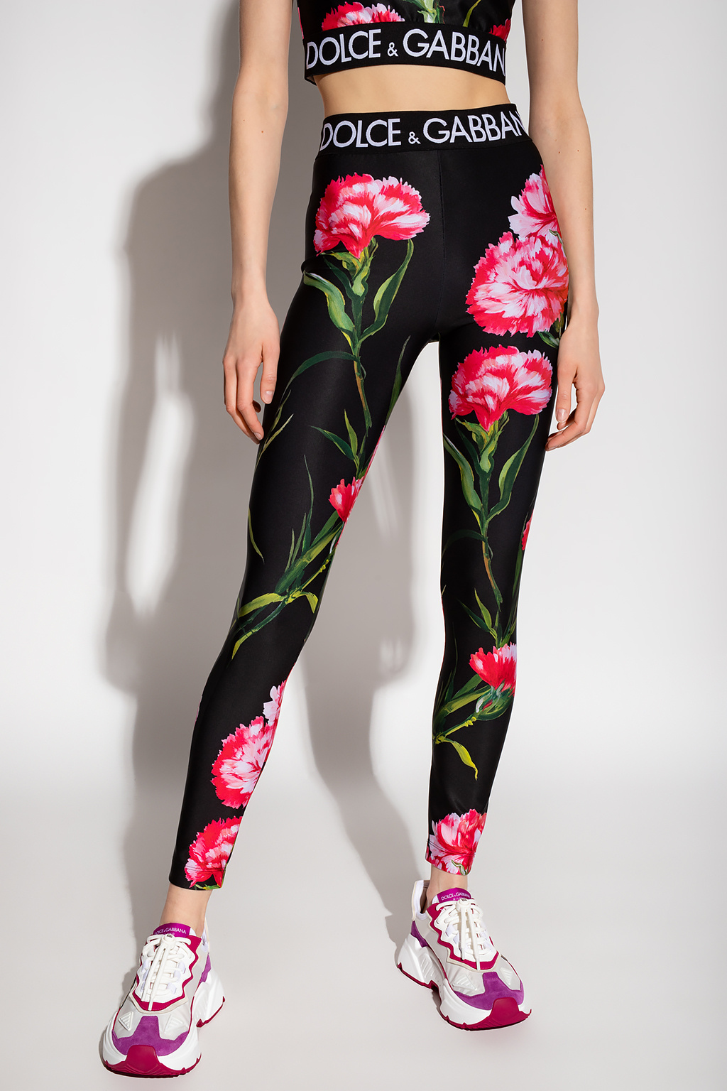 Dolce & Gabbana NS1 logo-graffiti sneakers Black Floral leggings