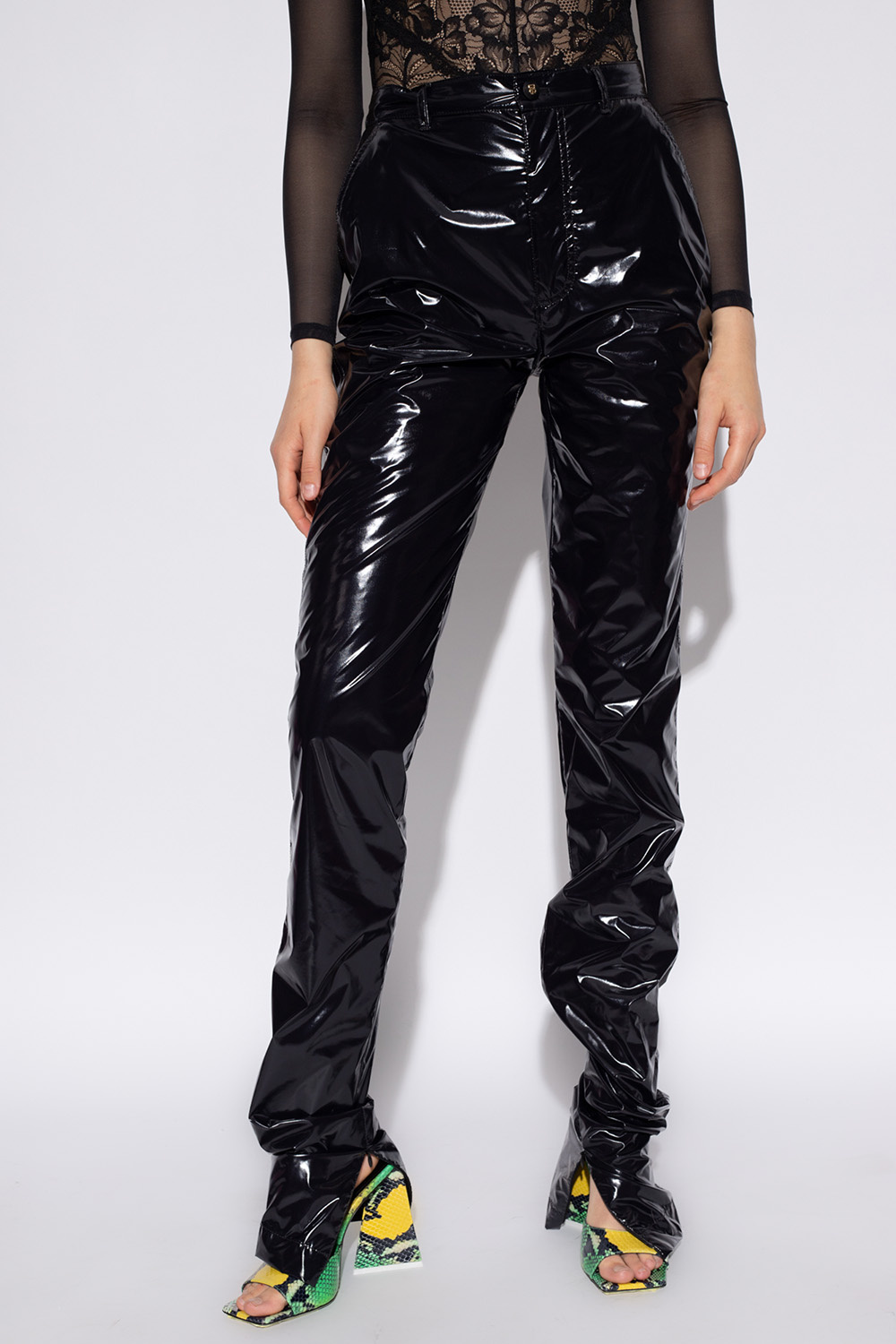 Dolce & Gabbana Vinyl trousers slim-fit with draping