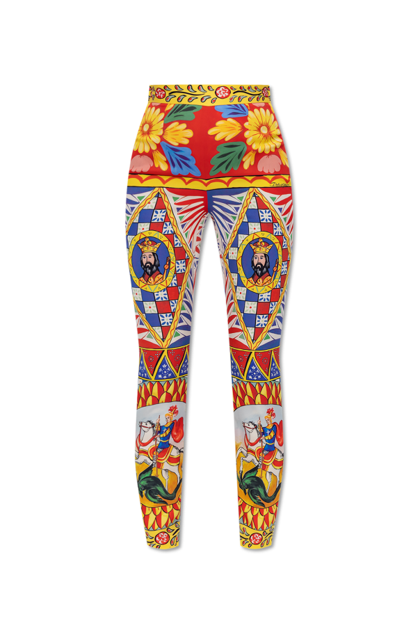 Dolce & Gabbana Silk trousers with Caretto pattern