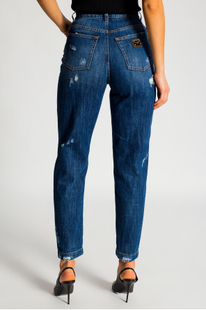dolce & gabbana jeans Distressed high-waist jeans