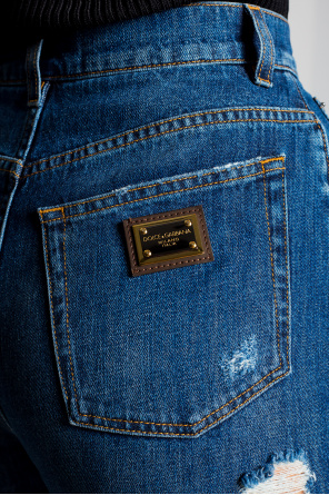 Dolce & Gabbana Przecierane jeansy z wysokim stanem