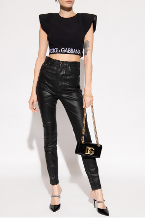 ‘grace’ waxed jeans od Dolce & Gabbana debossed-logo buckle belt