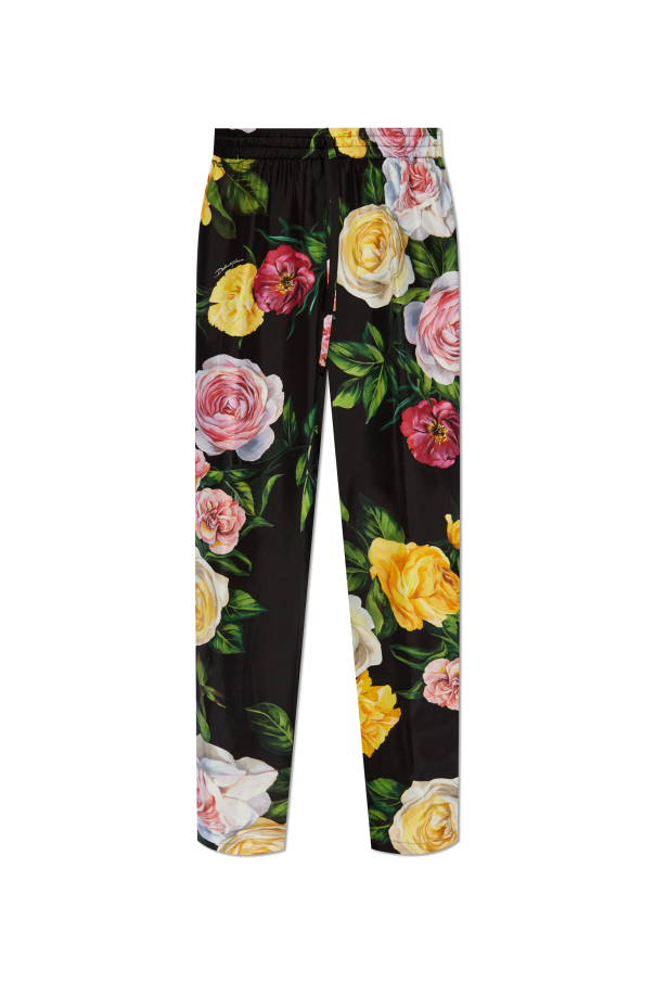 Silk trousers with floral motif, zdjęcie 1 Silk trousers with floral motif od Dolce & Gabbana