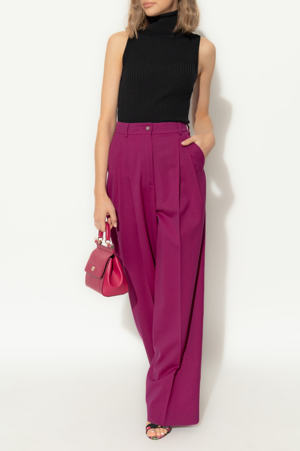 Dolce & Gabbana Pantalones de lana con pliegue
