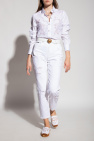 Dolce & Gabbana ruffle collar cotton shirt Embroidered jeans