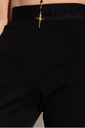 dolce Jogi & Gabbana Fringed Bottom Mid-length Dress Trousers with logo
