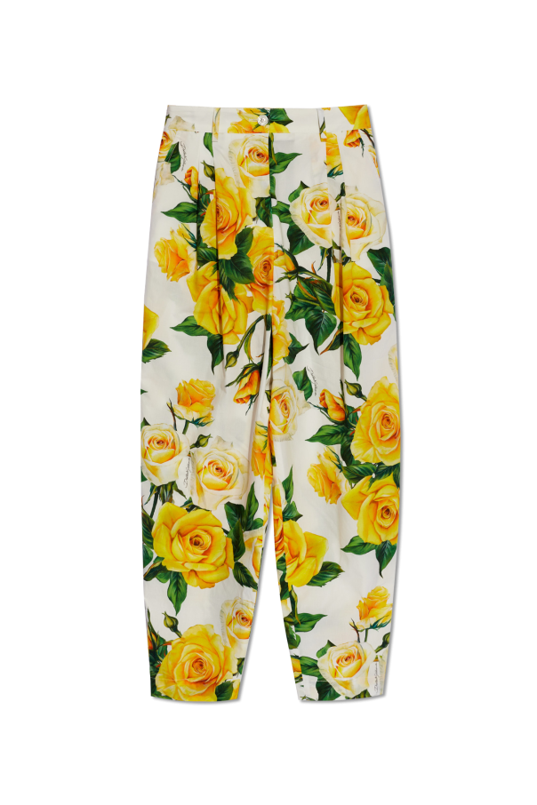 Ribbed Strappy Top & Pants Set trousers Smalle with floral motif