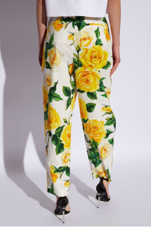 Ribbed Strappy Top & Pants Set trousers Smalle with floral motif
