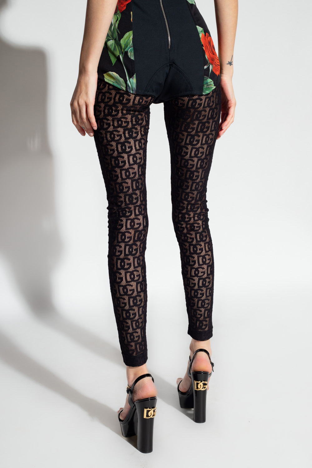 dolce Pro & Gabbana Openwork leggings with logo