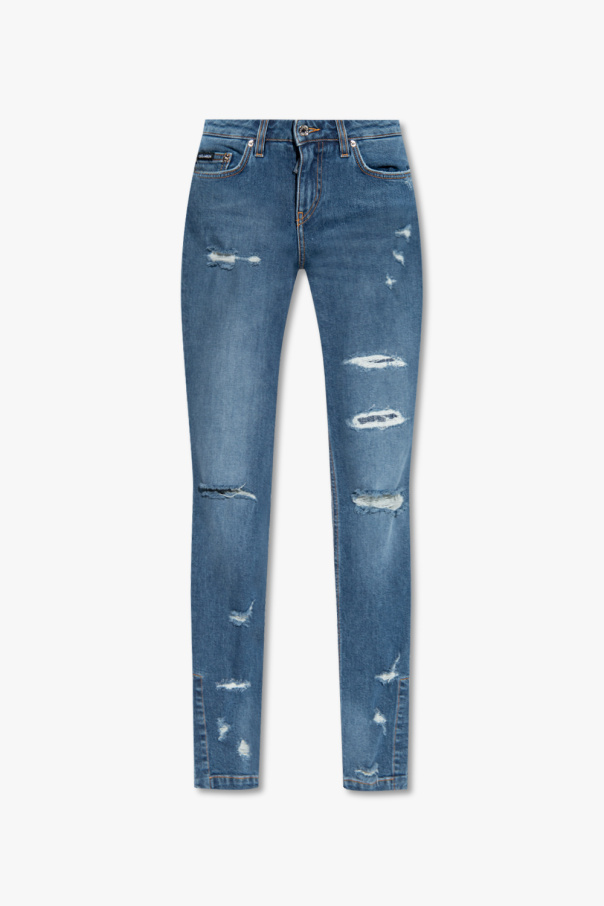 Dolce & Gabbana DG-plaque shirt Distressed jeans