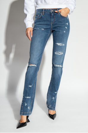 DOLCE & GABBANA MONREALE LOGO-PRINTED BELT BAG Distressed jeans