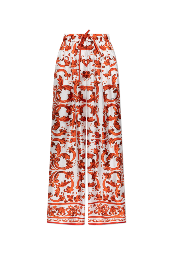 Silk pants with 'Majolica' print od Dolce & Gabbana