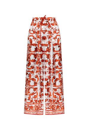 Silk pants with 'majolica' print od Dolce & Gabbana