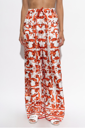 Dolce & Gabbana Silk pants with 'Majolica' print