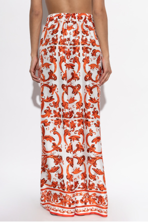 Dolce & Gabbana Silk pants with 'Majolica' print