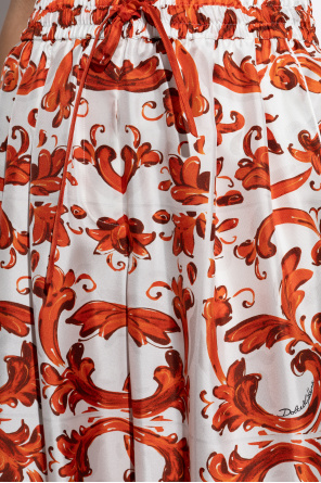 Dolce & Gabbana Silk pants with 'Majolica' print