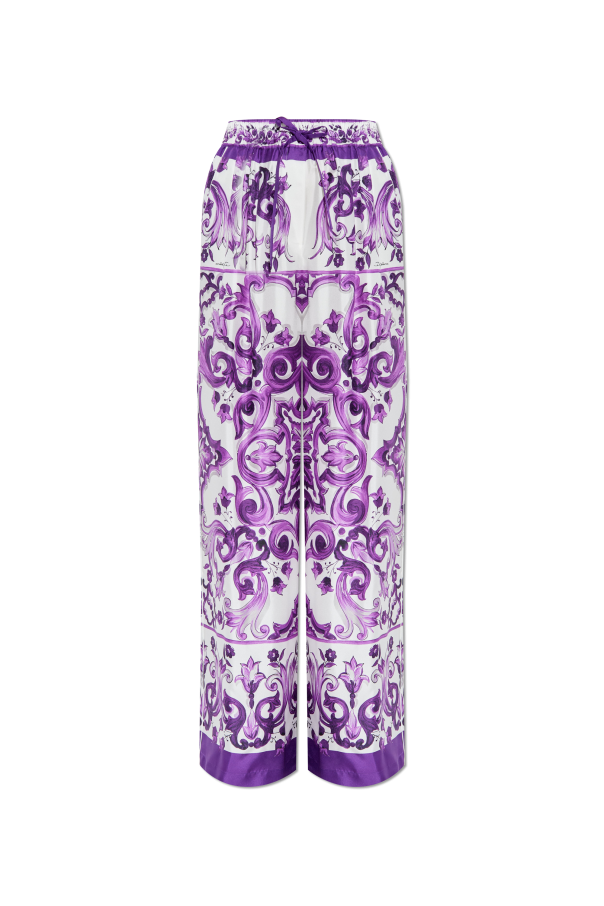 Silk trousers with "Majolica" print od Dolce & Gabbana