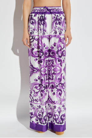 Dolce & Gabbana Silk trousers with "Majolica" print