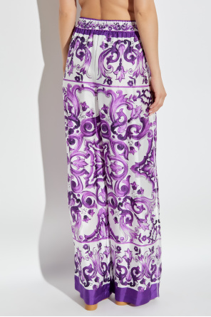 Dolce & Gabbana Silk trousers with "Majolica" print