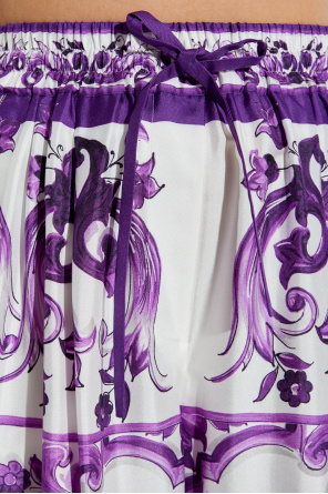 Dolce & Gabbana Silk trousers with "Majolica" print
