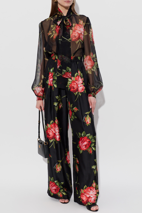 Dolce & Gabbana Seidenhose mit Blumenmuster