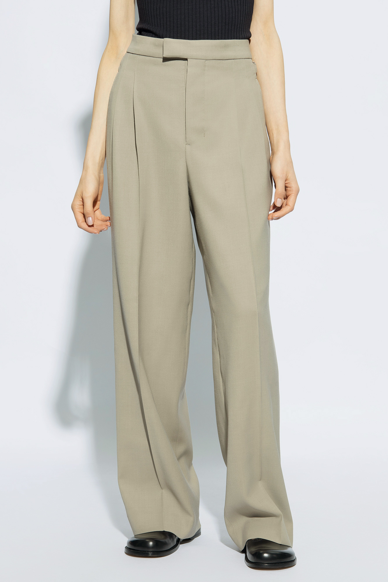 bow shoulder shift dress High-rise trousers