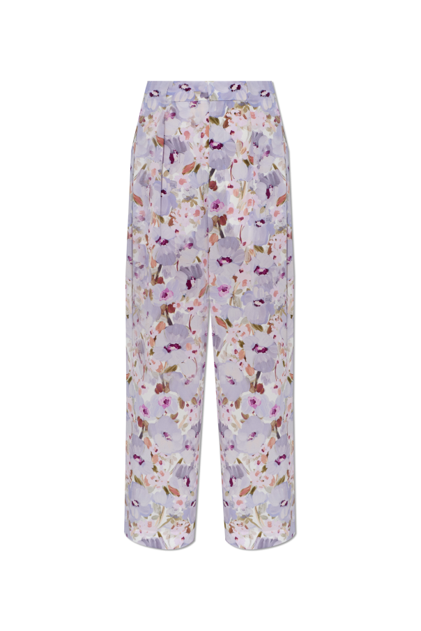 Silk trousers with a floral motif od Balmain
